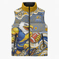 West Coast Eagles Sleeveless Puffer Jacket Aboriginal Dot Pattern - Football Mascot Heritage Pride