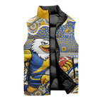 West Coast Eagles Sleeveless Puffer Jacket Aboriginal Dot Pattern - Football Mascot Heritage Pride