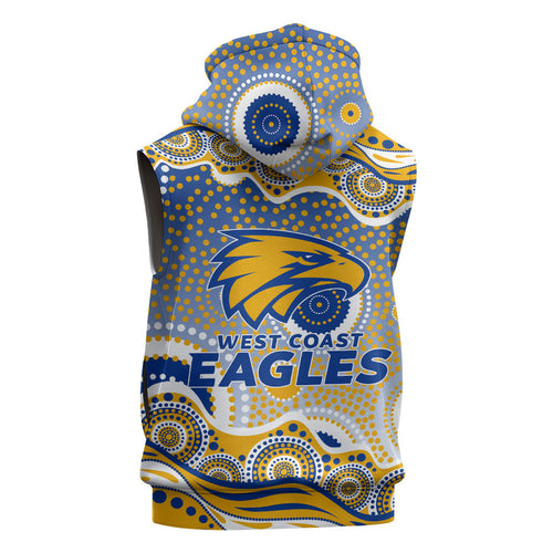 West Coast Eagles Sleeveless Zip Hoodie Aboriginal Dot Pattern - Football Mascot Heritage Pride