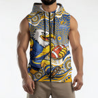 West Coast Eagles Sleeveless Zip Hoodie Aboriginal Dot Pattern - Football Mascot Heritage Pride
