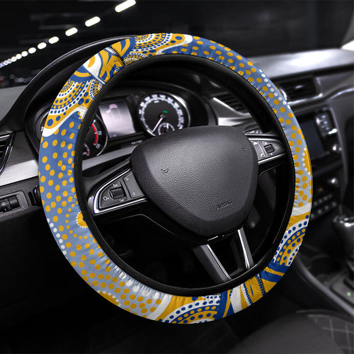 West Coast Eagles Steering Wheel Cover Aboriginal Dot Pattern - Football Mascot Heritage Pride