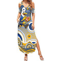 West Coast Eagles Summer Maxi Dress Aboriginal Dot Pattern - Football Mascot Heritage Pride