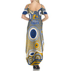 West Coast Eagles Summer Maxi Dress Aboriginal Dot Pattern - Football Mascot Heritage Pride