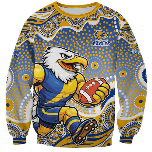 West Coast Eagles Sweatshirt Aboriginal Dot Pattern - Football Mascot Heritage Pride