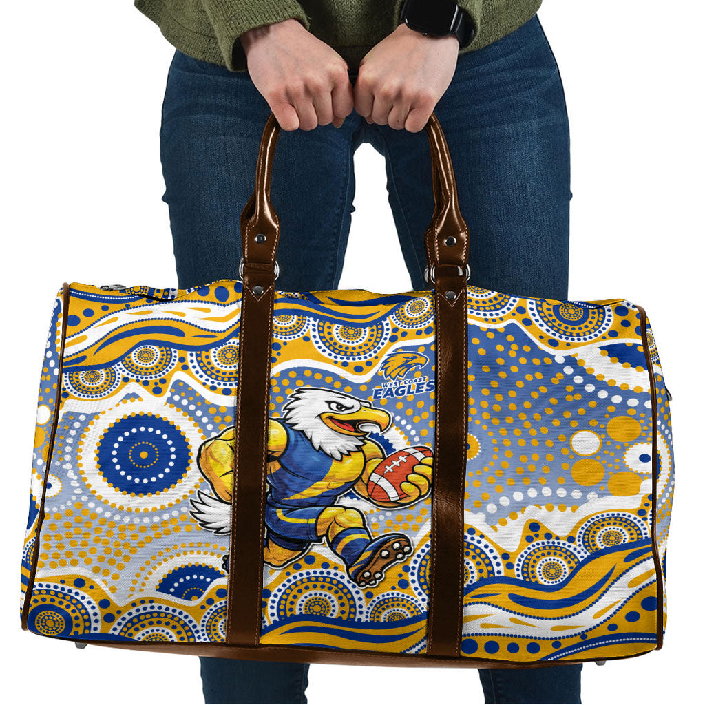 West Coast Eagles Travel Bag Aboriginal Dot Pattern - Football Mascot Heritage Pride