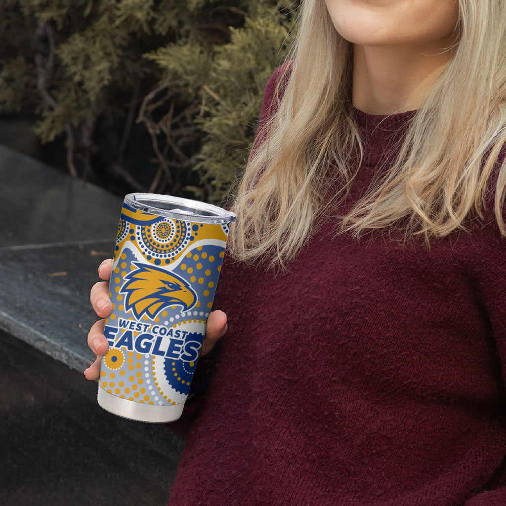 West Coast Eagles Tumbler Cup Aboriginal Dot Pattern - Football Mascot Heritage Pride