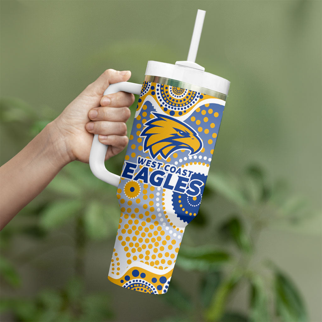 West Coast Eagles Tumbler With Handle Aboriginal Dot Pattern - Football Mascot Heritage Pride