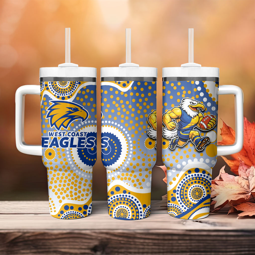 West Coast Eagles Tumbler With Handle Aboriginal Dot Pattern - Football Mascot Heritage Pride