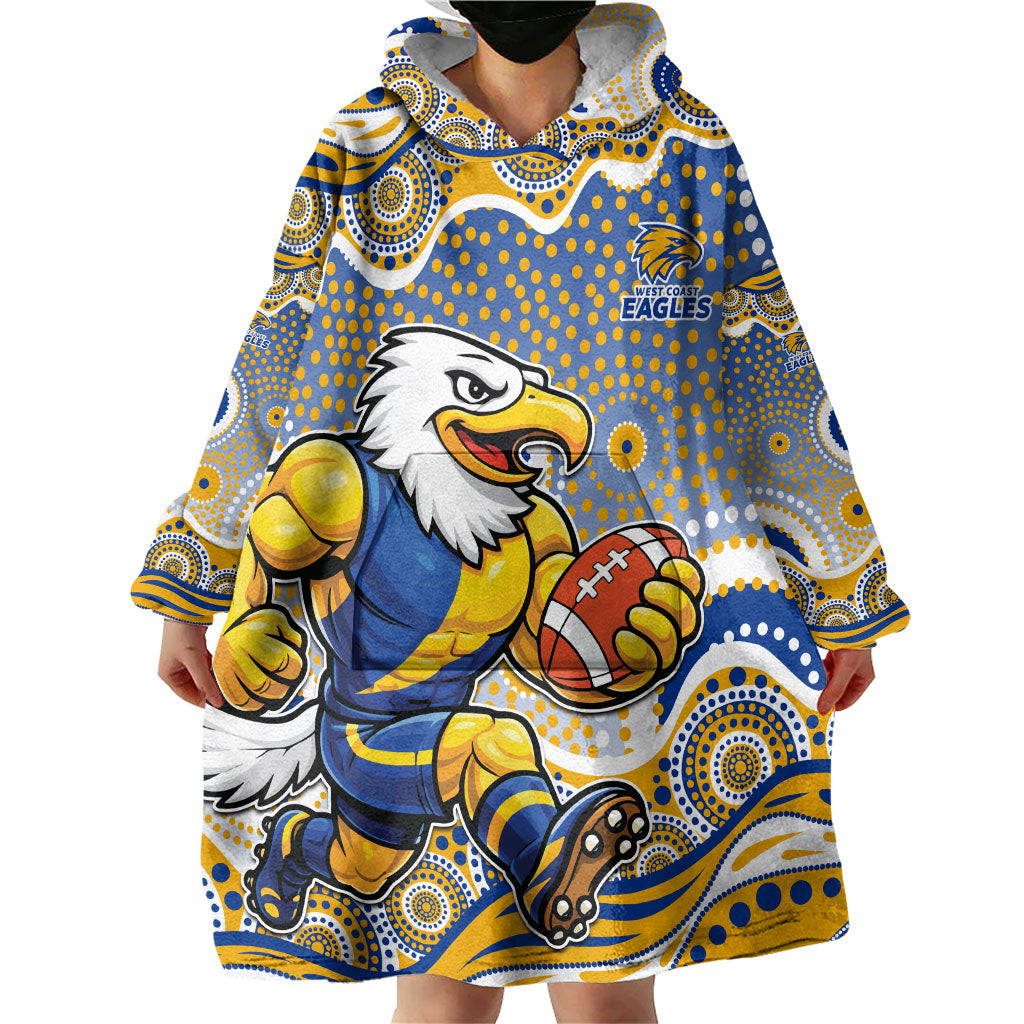 West Coast Eagles Wearable Blanket Hoodie Aboriginal Dot Pattern - Football Mascot Heritage Pride