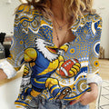 West Coast Eagles Women Casual Shirt Aboriginal Dot Pattern - Football Mascot Heritage Pride