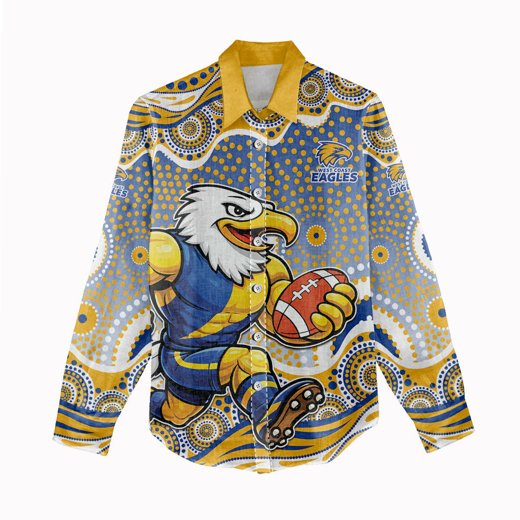 West Coast Eagles Women Casual Shirt Aboriginal Dot Pattern - Football Mascot Heritage Pride