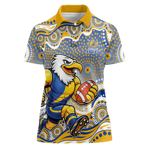 West Coast Eagles Women Polo Shirt Aboriginal Dot Pattern - Football Mascot Heritage Pride