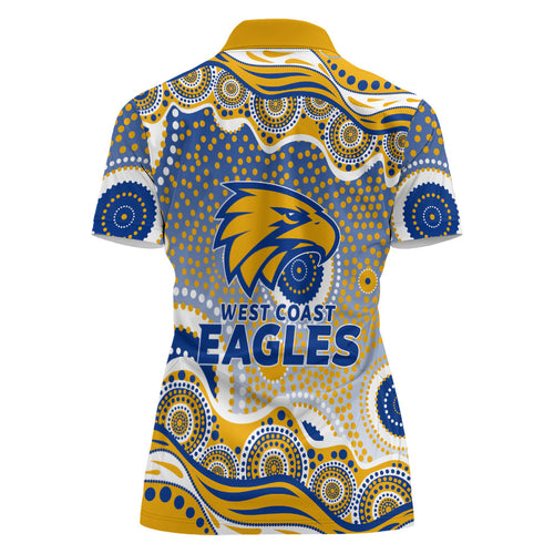 West Coast Eagles Women Polo Shirt Aboriginal Dot Pattern - Football Mascot Heritage Pride