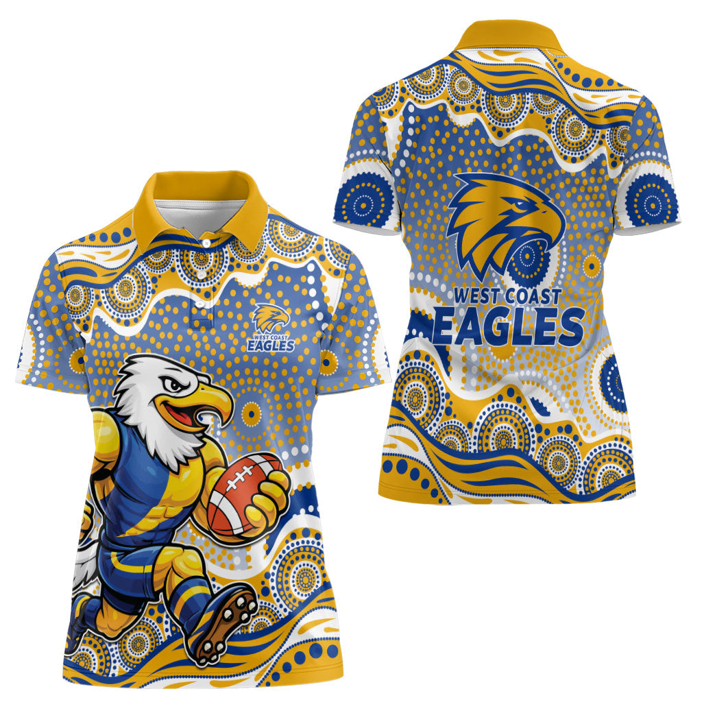 West Coast Eagles Women Polo Shirt Aboriginal Dot Pattern - Football Mascot Heritage Pride
