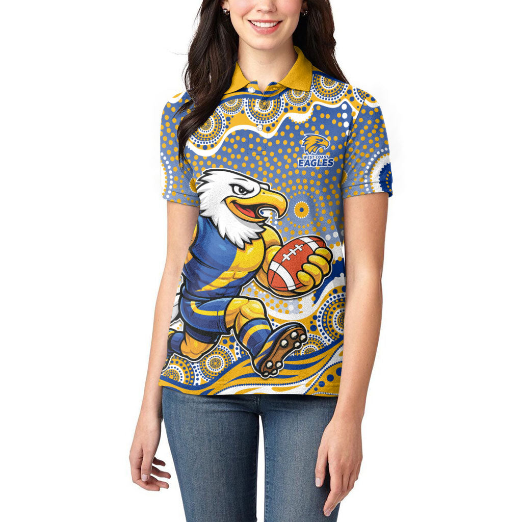 West Coast Eagles Women Polo Shirt Aboriginal Dot Pattern - Football Mascot Heritage Pride