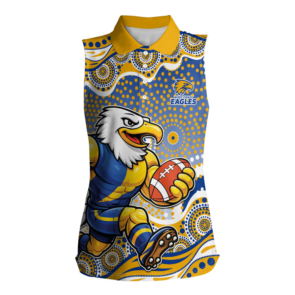 West Coast Eagles Women Sleeveless Polo Shirt Aboriginal Dot Pattern - Football Mascot Heritage Pride