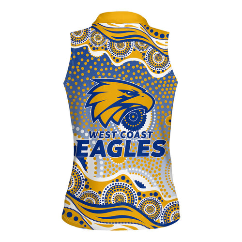 West Coast Eagles Women Sleeveless Polo Shirt Aboriginal Dot Pattern - Football Mascot Heritage Pride