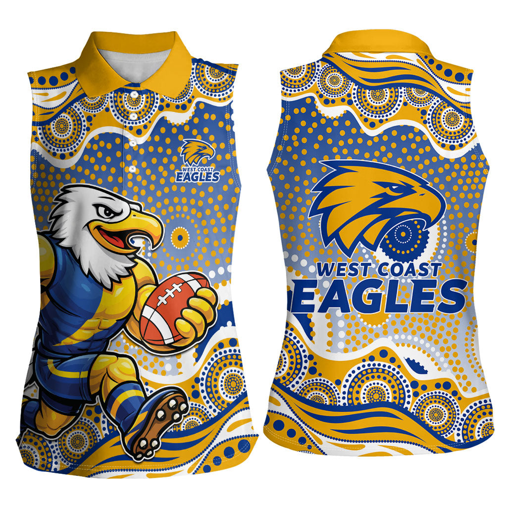 West Coast Eagles Women Sleeveless Polo Shirt Aboriginal Dot Pattern - Football Mascot Heritage Pride