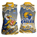 West Coast Eagles Women Sleeveless Polo Shirt Aboriginal Dot Pattern - Football Mascot Heritage Pride