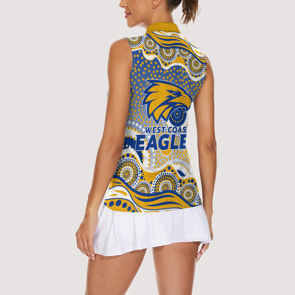 West Coast Eagles Women Sleeveless Polo Shirt Aboriginal Dot Pattern - Football Mascot Heritage Pride