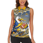 West Coast Eagles Women Sleeveless Polo Shirt Aboriginal Dot Pattern - Football Mascot Heritage Pride