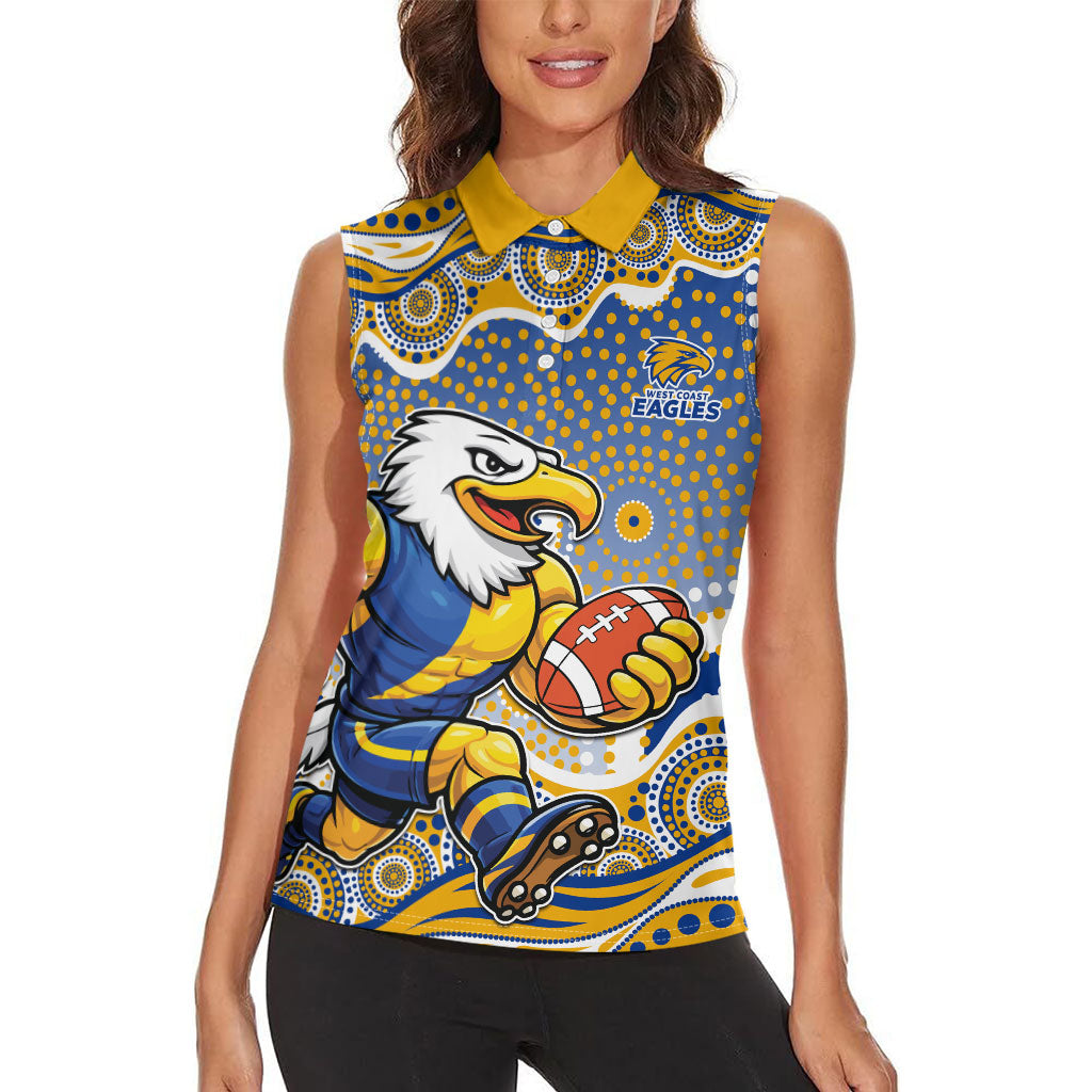 West Coast Eagles Women Sleeveless Polo Shirt Aboriginal Dot Pattern - Football Mascot Heritage Pride