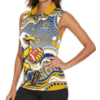 West Coast Eagles Women Sleeveless Polo Shirt Aboriginal Dot Pattern - Football Mascot Heritage Pride
