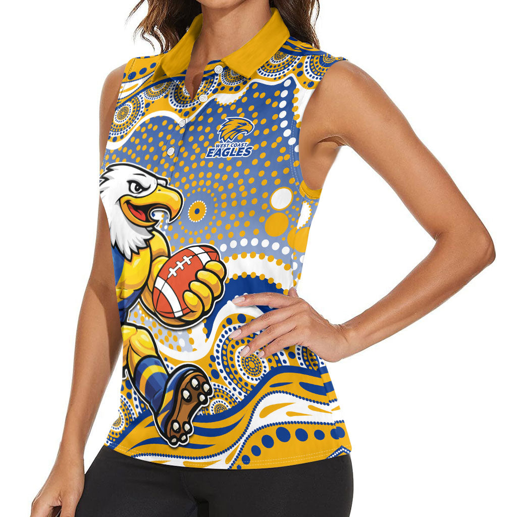 West Coast Eagles Women Sleeveless Polo Shirt Aboriginal Dot Pattern - Football Mascot Heritage Pride