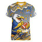 West Coast Eagles Women V-Neck T-Shirt Aboriginal Dot Pattern - Football Mascot Heritage Pride