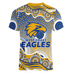 West Coast Eagles Women V-Neck T-Shirt Aboriginal Dot Pattern - Football Mascot Heritage Pride
