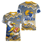 West Coast Eagles Women V-Neck T-Shirt Aboriginal Dot Pattern - Football Mascot Heritage Pride