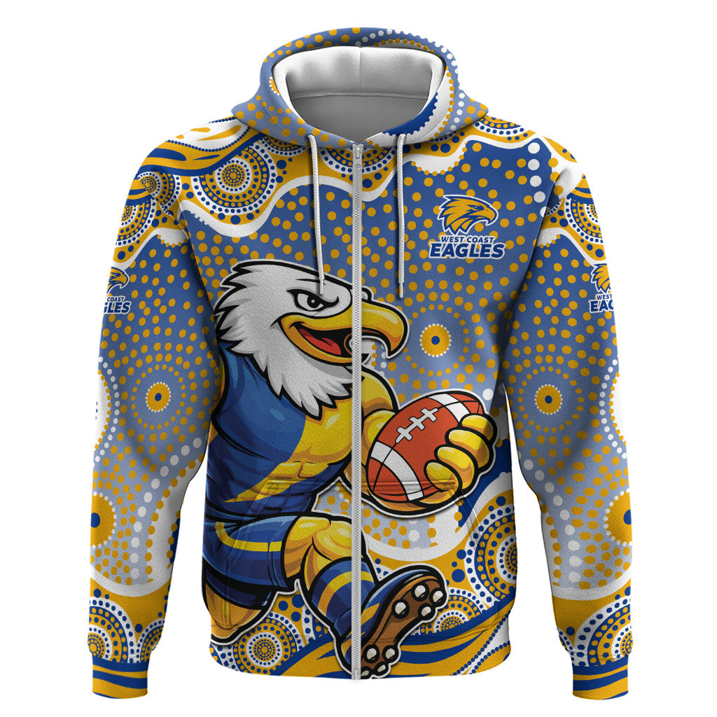 West Coast Eagles Zip Hoodie Aboriginal Dot Pattern - Football Mascot Heritage Pride