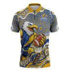 West Coast Eagles Zipper Polo Shirt Aboriginal Dot Pattern - Football Mascot Heritage Pride