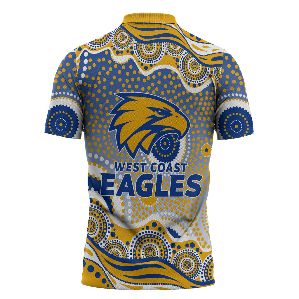 West Coast Eagles Zipper Polo Shirt Aboriginal Dot Pattern - Football Mascot Heritage Pride