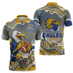 West Coast Eagles Zipper Polo Shirt Aboriginal Dot Pattern - Football Mascot Heritage Pride