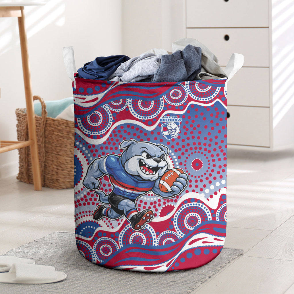 Western Bulldogs Laundry Basket Aboriginal Dot Pattern - Football Mascot Heritage Pride