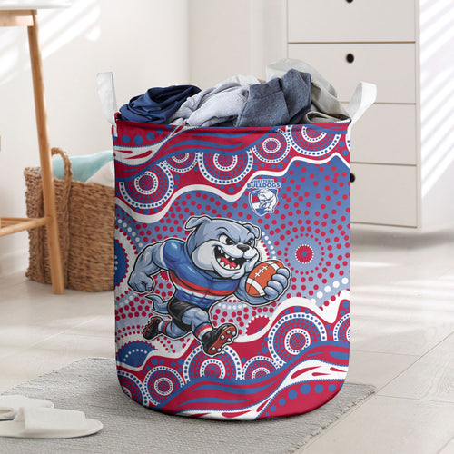 Western Bulldogs Laundry Basket Aboriginal Dot Pattern - Football Mascot Heritage Pride