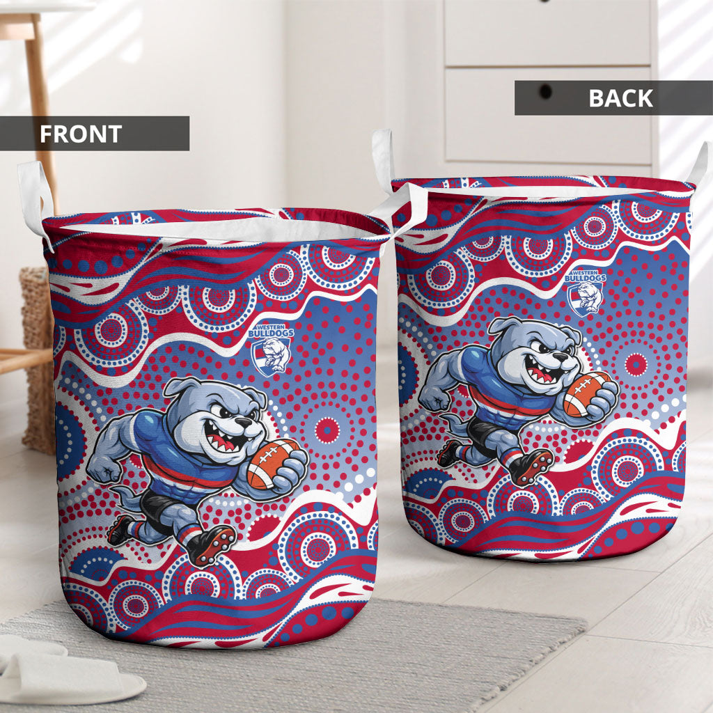 Western Bulldogs Laundry Basket Aboriginal Dot Pattern - Football Mascot Heritage Pride
