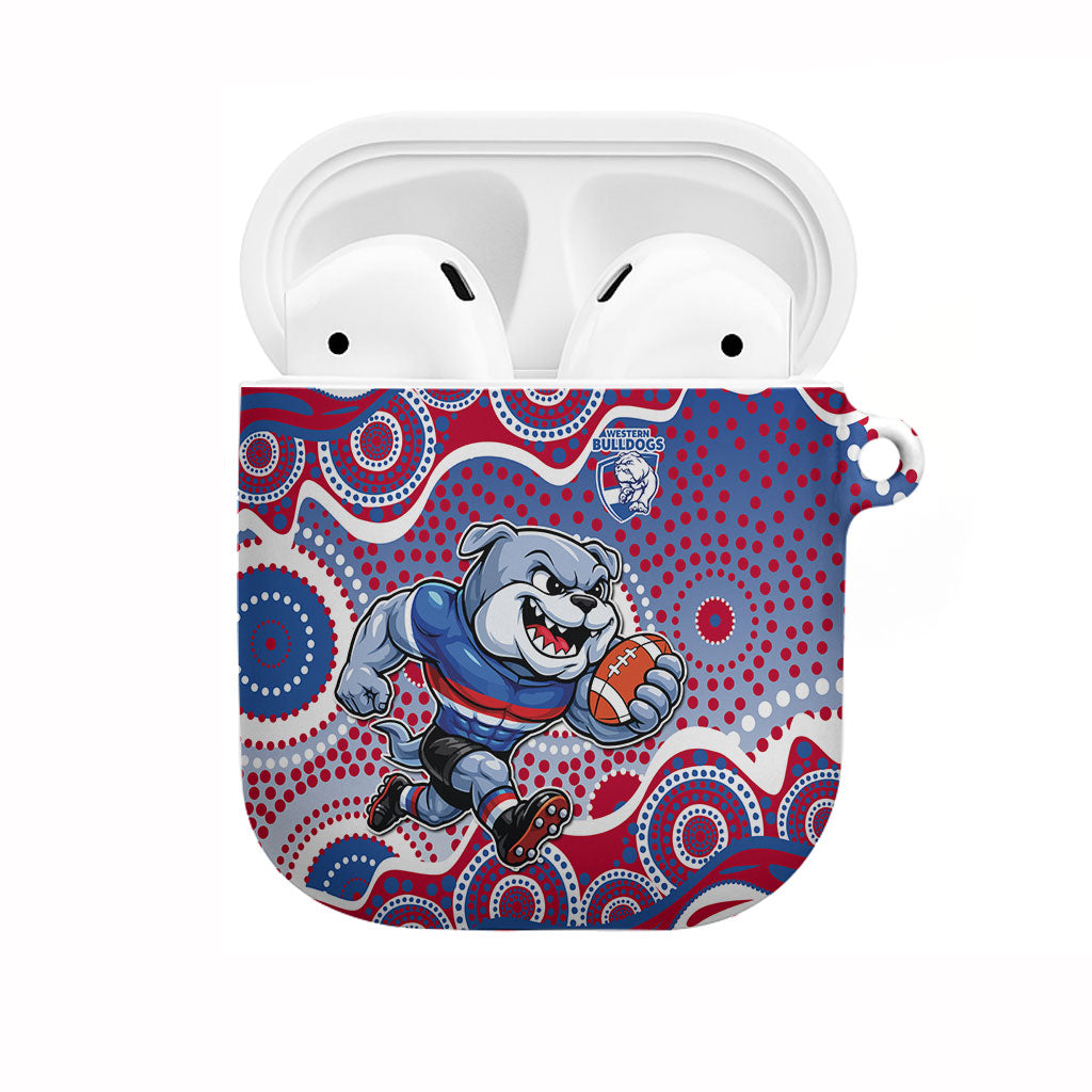 Western Bulldogs AirPods Case Aboriginal Dot Pattern - Football Mascot Heritage Pride