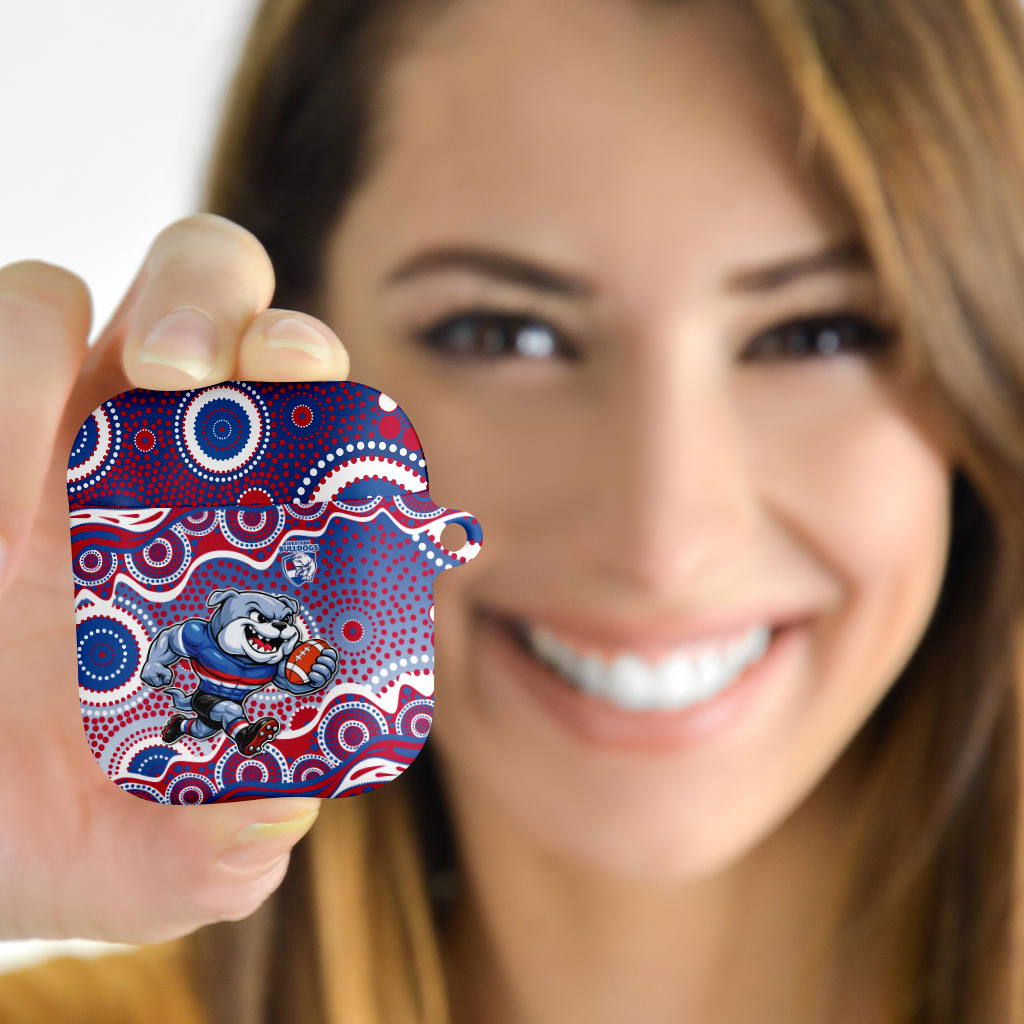 Western Bulldogs AirPods Case Aboriginal Dot Pattern - Football Mascot Heritage Pride