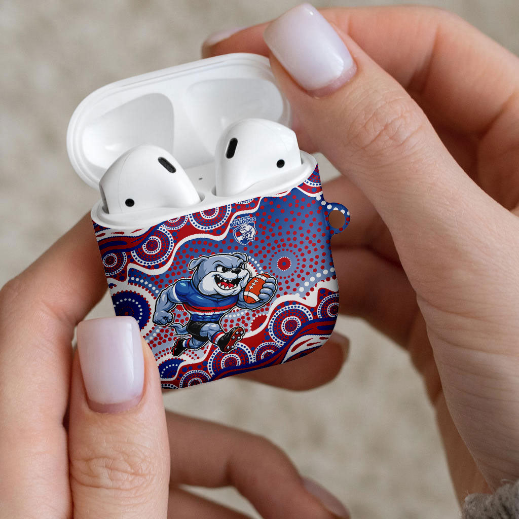 Western Bulldogs AirPods Case Aboriginal Dot Pattern - Football Mascot Heritage Pride