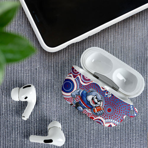 Western Bulldogs AirPods Case Aboriginal Dot Pattern - Football Mascot Heritage Pride