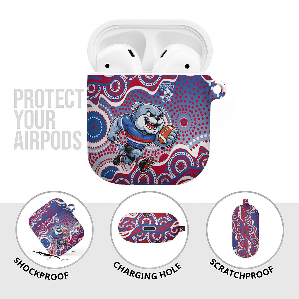 Western Bulldogs AirPods Case Aboriginal Dot Pattern - Football Mascot Heritage Pride