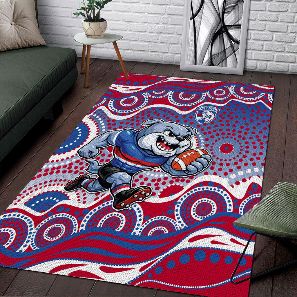 Western Bulldogs Area Rug Aboriginal Dot Pattern - Football Mascot Heritage Pride