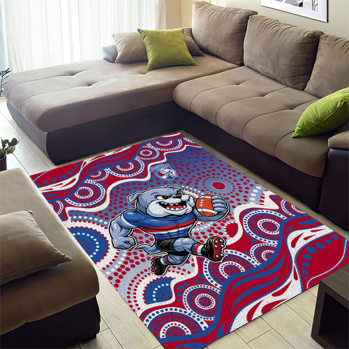 Western Bulldogs Area Rug Aboriginal Dot Pattern - Football Mascot Heritage Pride
