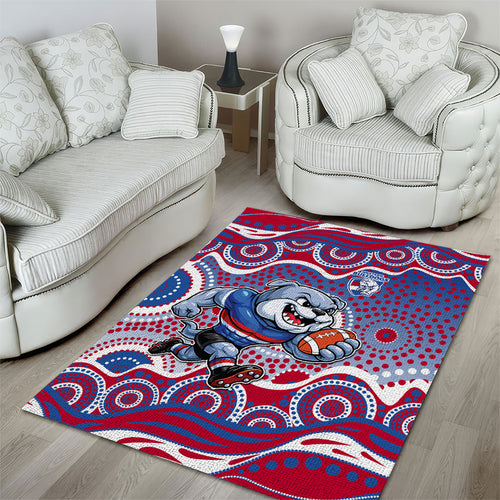 Western Bulldogs Area Rug Aboriginal Dot Pattern - Football Mascot Heritage Pride