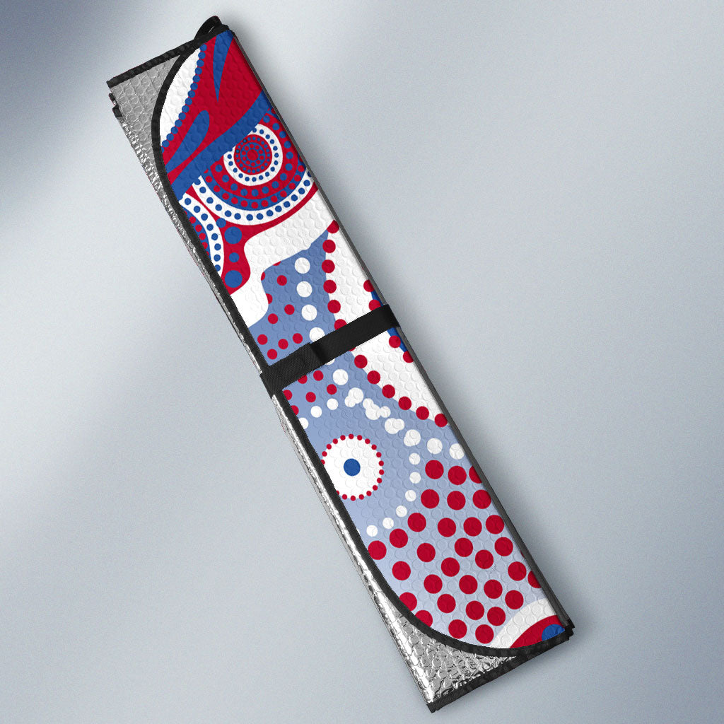 Western Bulldogs Auto Sun Shade Aboriginal Dot Pattern - Football Mascot Heritage Pride