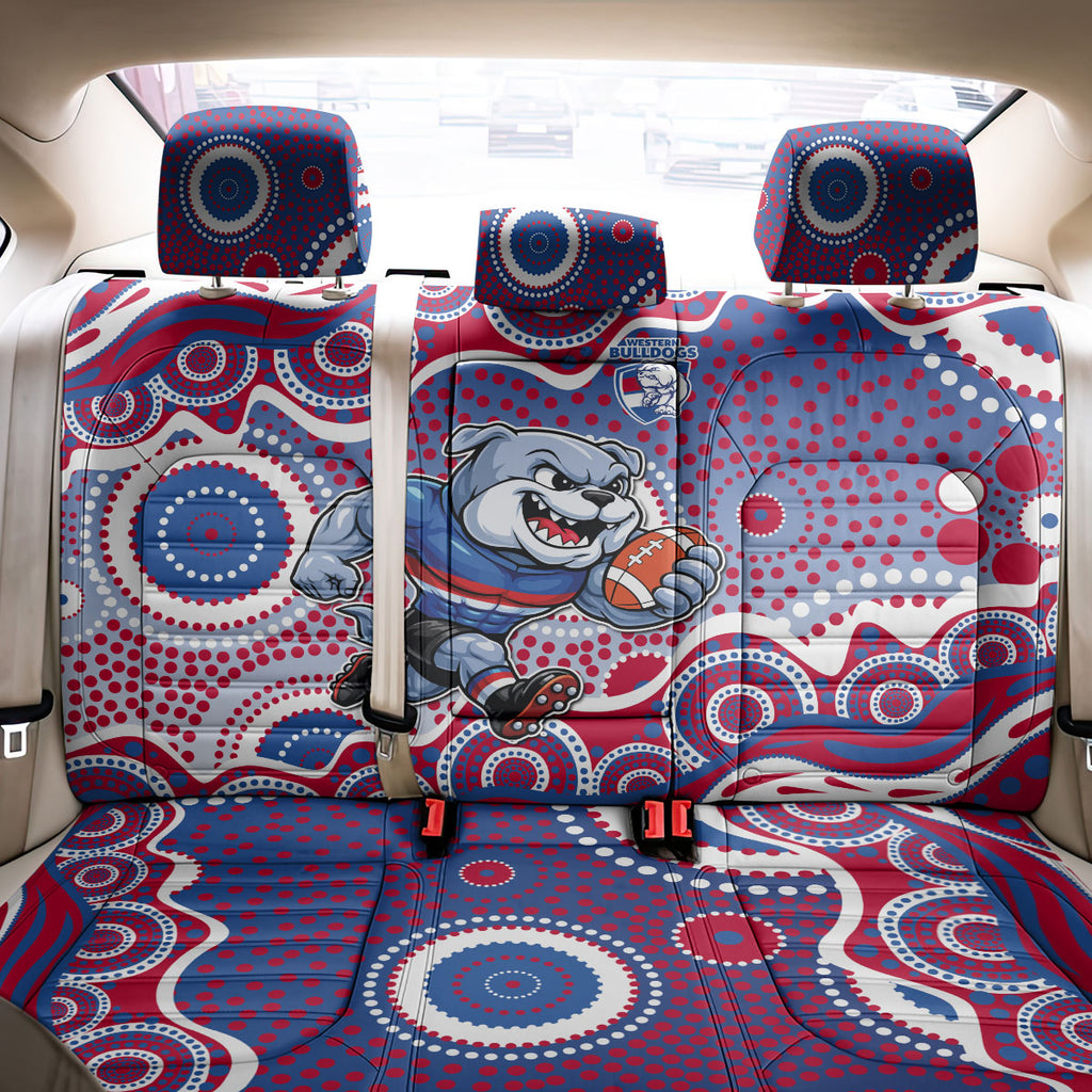 Western Bulldogs Back Car Seat Cover Aboriginal Dot Pattern - Football Mascot Heritage Pride