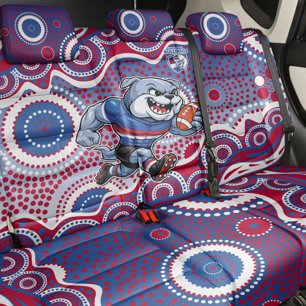Western Bulldogs Back Car Seat Cover Aboriginal Dot Pattern - Football Mascot Heritage Pride