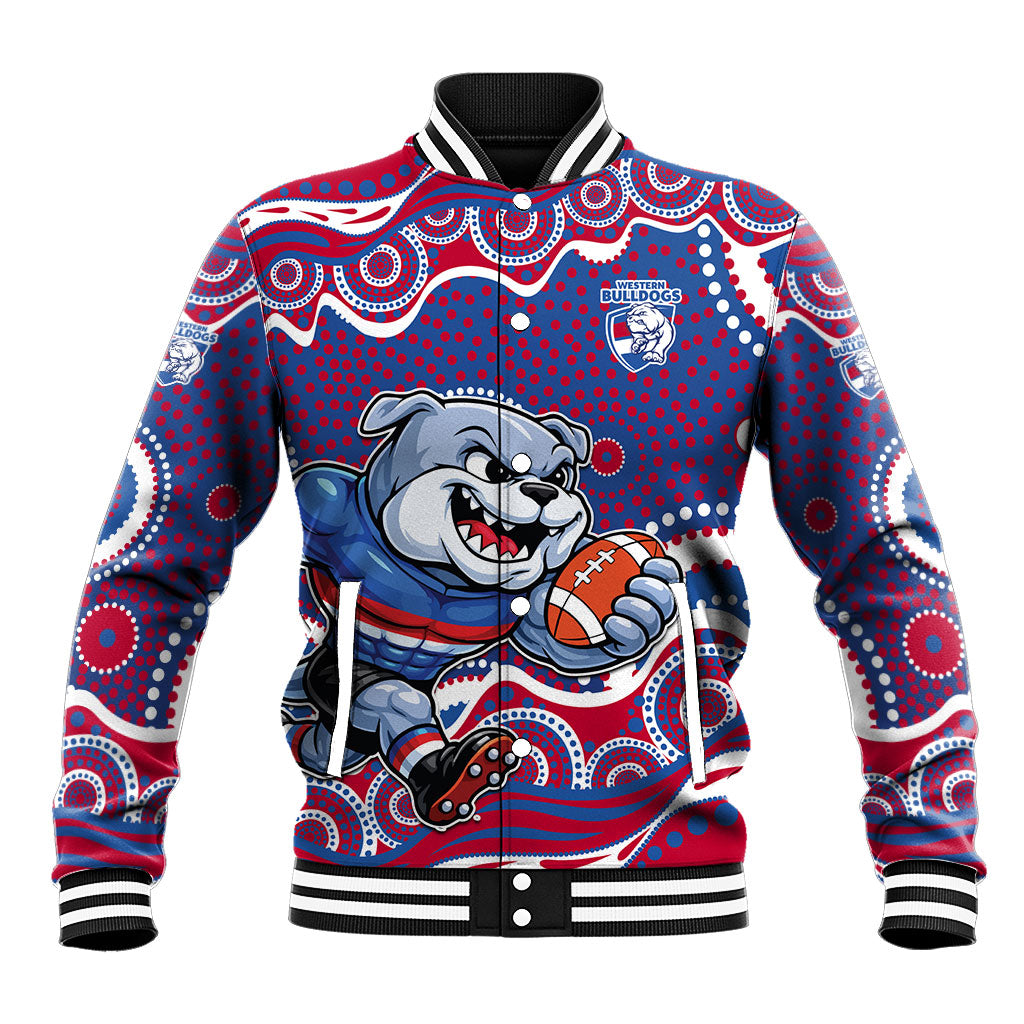 Western Bulldogs Baseball Jacket Aboriginal Dot Pattern - Football Mascot Heritage Pride